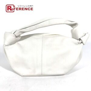 Bottega Veneta Double Knot Pouch Handbag White Leather